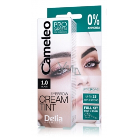 Delia Cosmetics Cameley Progreen krémová profesionálna farba na obočie, bez amoniaku 1.0 Black - Čierna 15 ml