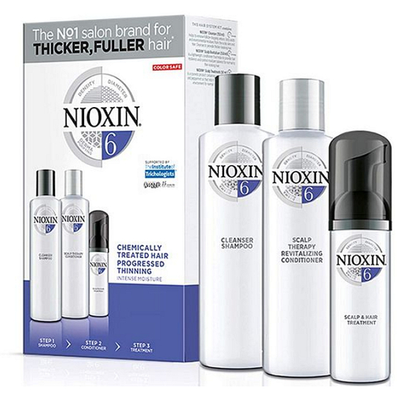 Nioxin System 6 3-fázový systém pre výrazne rednúce prírodné i chemicky ošetrené stredne silné až silné vlasy šampón 300 ml + kondicionér 300 ml + ošetrenie pokožky 100 ml