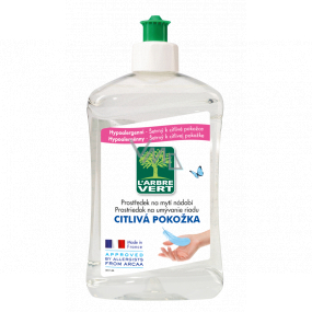 L'Arbre Vert Eko Sensitive prostriedok na umývanie riadu, rýchlo a efektívne rozpúšťa tuky, šetrný k citlivej pokožke 500 ml