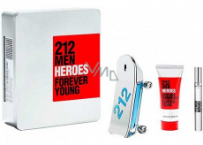 Carolina Herrera 212 Men Heroes toaletná voda pre mužov 90 ml + toaletná voda pre mužov 10 ml + sprchový gél 100 ml, darčeková sada pre mužov