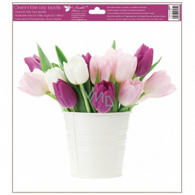 Okenná fólia bez lepidla kvety tulipány fialová 30 x 33,5 cm