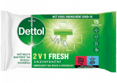 Dettol Fresh 2v1 dezinfekčné obrúsky na ruky a povrchy 15 kusov