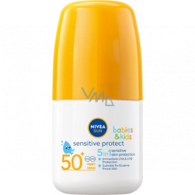 Nivea Sun Babies & Kids Sensitive Protect OF50 5v1 opaľovacie mlieko v guľôčke pre deti 50 ml