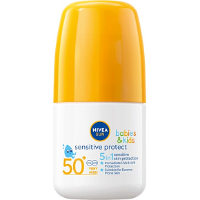 Nivea Sun Babies & Kids Sensitive Protect OF50 5v1 opaľovacie mlieko v guľôčke pre deti 50 ml