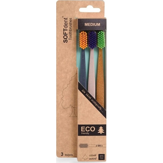 Zubná kefka Soft Dent Eco Medium Soft 3 kusy