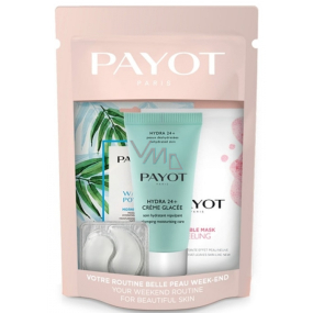 Payot Travel Kit Bubble Mask hĺbkovo čistiaca peelingová maska 5 ml + Hydra 24+ Creme Glacée hydratačný krém na tvár 30 ml + Roselift Collagéne hydrogélová maska na oči 2 ks + Morning Mask Water Power hydratačná textilná maska 1 ks, kozmetická sada