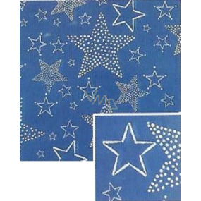Nekupto Vianočný baliaci papier na darčeky 70 x 200 cm Tmavo modrý, biele hviezdy
