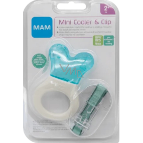 Mam Mini Cooler & Clip ľahké hryzátko s chladiacou časťou a popruhom pre deti od 2 mesiacov Tyrkysová