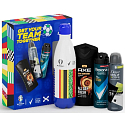 Rexona Euro 2024 Advanced Protection Cobalt Dry antiperspirant v spreji + sprchový gél Axe Dark Temptation + Dove Men +Care Invisible Fresh antiperspirant v spreji 150 ml + darčeková súprava termo fľaša pre mužov