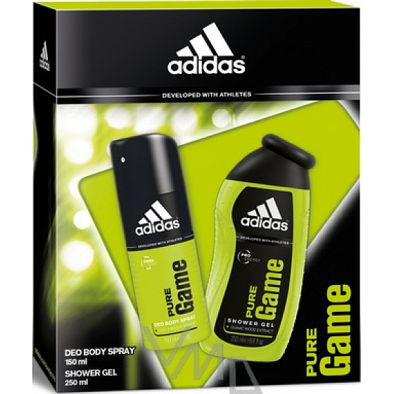 Adidas Pure Game sprchový gél 250 ml + dezodorant sprej 150 ml, pre mužov kozmetická sada