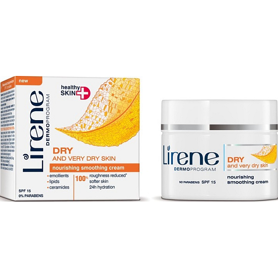 Lirene Healthy Skin + výživný vyhladzujúci krém pre suchú a veľmi suchú pleť 50 ml