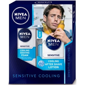Nivea Men Sensitive Cooling pena na holenie 200 ml + balzam po holení 100 ml, kozmetická sada