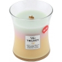 Woodwick Trilogy Summer Sweets - Letný sladkosti vonná sviečka s dreveným knôtom a viečkom sklo stredná 275 g