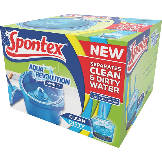 Spontex Aqua Revolution System plochý mop + vedro 3 l