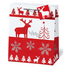 BSB Luxusná darčeková papierová taška 23 x 19 x 9 cm Vianočný Red & White VDT 334 - A5