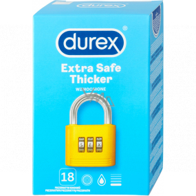 Durex Extra Safe Thicker latexový kondóm, silnejší, nominálna šírka: 56 mm 18 kusov