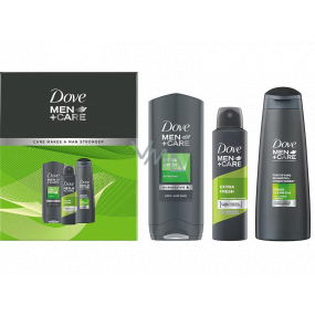 Dove Men + Care Extra Fresh sprchový gel 250 ml + antiperspirant dezodorant sprej 150 ml + 2v1 šampón na vlasy 250 ml, kozmetická sada