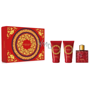 Versace Eros Flame parfumovaná voda 50 ml + balzam po holení 50 ml + sprchový gél 50 ml, darčeková sada pre mužov