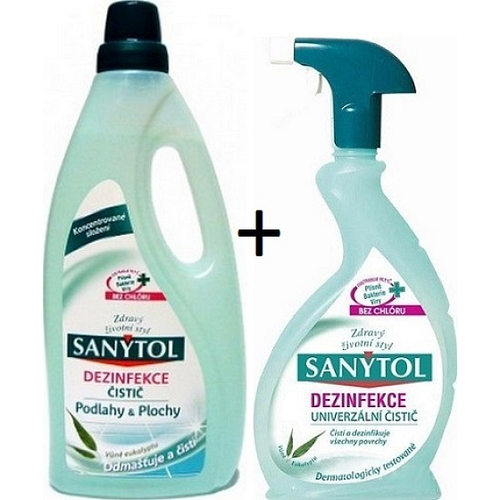 SANYTOL Podlahy dezinfekčné univerzálny čistič 1 l + SANYTOL dezinfekčný univerzálny čistiaci prostriedok 500 ml
