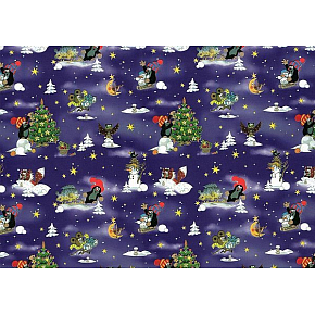 Nekupto Darčekový baliaci papier 70 x 200 cm Vianočný Krtko tmavo modrá 1 role