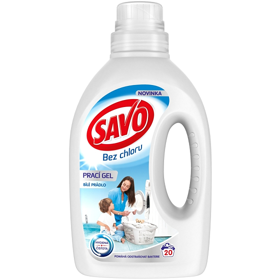 Savo White bez chlóru prací gél na biele prádlo 20 dávok 1 l
