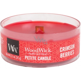 Woodwick Crimson Berries - Jarabiny s korením vonná sviečka s dreveným knôtom petite 31 g