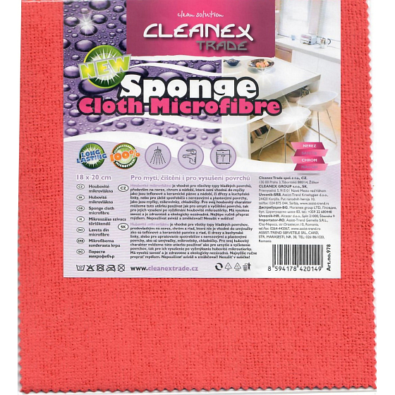 Cleanex Hubovité mikrovlákno utierka na umývanie, čistenie aj na vysušenie povrchov 18 x 20 cm