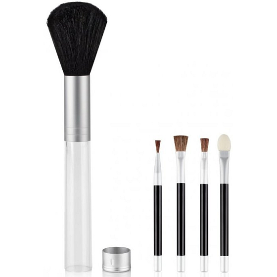 Diva & Nice Kozmetický štetec plnený 16 cm + v rukoväti sú umiestnené 3 štetce a aplikátor.
