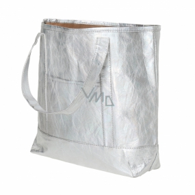 Albi Eko kabelka vyrobená z pratelného papiera laminácia - strieborná 30 cm x 38 cm x 10,5 cm