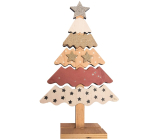 Drevený vianočný stromček s bodkami 24 cm