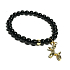 Spinel čierny + Pes prívesok, náramok elastický prírodný kameň, guľa 6 mm / 16 - 17 cm