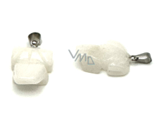 Kremeň biely Žaba pre šťastie prívesok prírodný kameň cca 20 x 15 mm, najdokonalejší liečiteľ