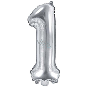 Ditipo Nafukovací fóliový balónik číslo 1 strieborný 35 cm 1 kus