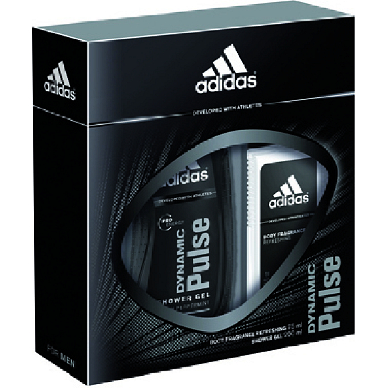 Adidas Dynamic Pulse parfumovaný deodorant sklo pre mužov 75 ml + sprchový gél 250 ml, kozmetická sada