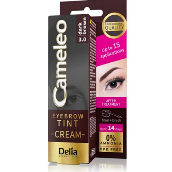 Delia Cosmetics Cameley Krémová profesionálna farba na obočie, bez amoniaku 3.0 Dark Brown - Tmavo hnedá 15 ml