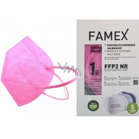 Famex Respirátor ústnej ochranný 5-vrstvový FFP2 tvárová maska ružová 10 kusov