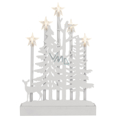 Emos Drevená dekorácia Vianočný svietnik Les s hviezdami 24 x 35,5 cm, 5 LED diód, teplá biela