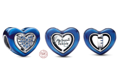 Čaro Striebro 925 Otáčavý modrý srdcový náramok láska