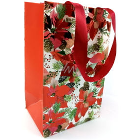 Nekupto Darčeková papierová taška s reliéfom 17,5 x 11 x 8 cm Vianočná hviezda červená