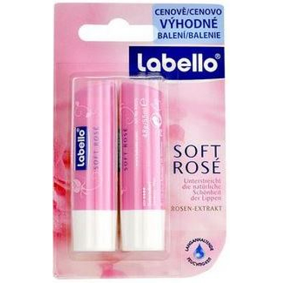 Labello Soft Rosé balzam na pery 2 x 5,5 g