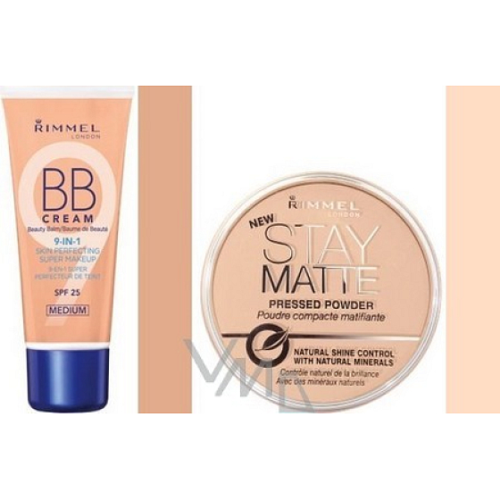 Rimmel London BB krém Beauty Balm 02 Meidum 30 ml + púder Stay Matte Powder 14 g