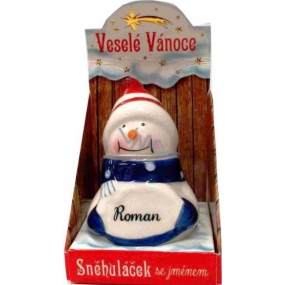 Nekupto Snehuliačik s menom Roman Vianočné dekorácie rozmer 8 cm
