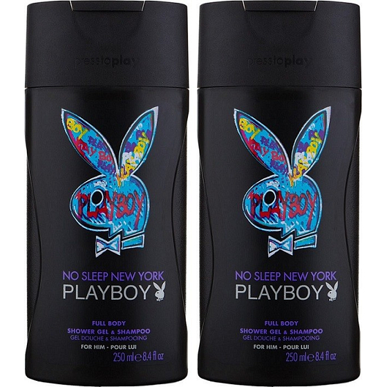 Playboy No Sleep New York 2v1 sprchový gél a šampón pre mužov 2 x 250 ml, duopack