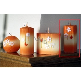 Lima Rozkvitnutá lúka sviečka oranžová hranol 45 x 120 mm 1 kus