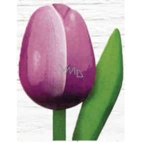 Bohemia Gifts Drevený tulipán fialovo-biely 20 cm