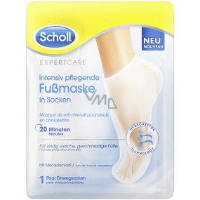 Scholl PediMask Expert Care 20 minútová vyživujúce maska na nohy s makadamovými olejom, 1 pár navliekacích ponožiek