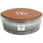 Woodwick Trilogy Warm Woods - Hrejivé drevo vonná sviečka s dreveným širokým knôtom a viečkom sklo loď 453 g