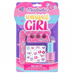 Martinelia Unique Girl lak na nechty 1 ks + pilník na nechty + oddeľovač prstov + nálepky na nechty, kozmetická sada pre deti