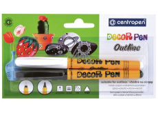 Centropen Decorpen Obrysový biely a čierny fix 2 kusy