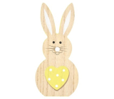 Drevený zajac so žltým srdcom 16 cm
